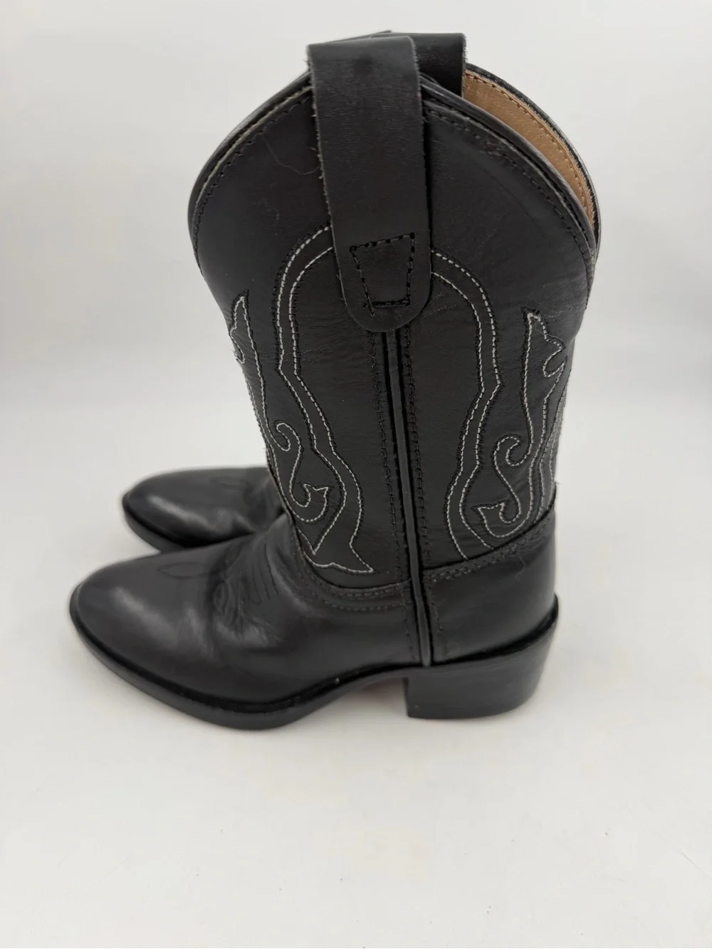 NEW! Pocono Western Kid’s Black Leather Embroidered-SZ 8.5C-Western Cowboy Boots